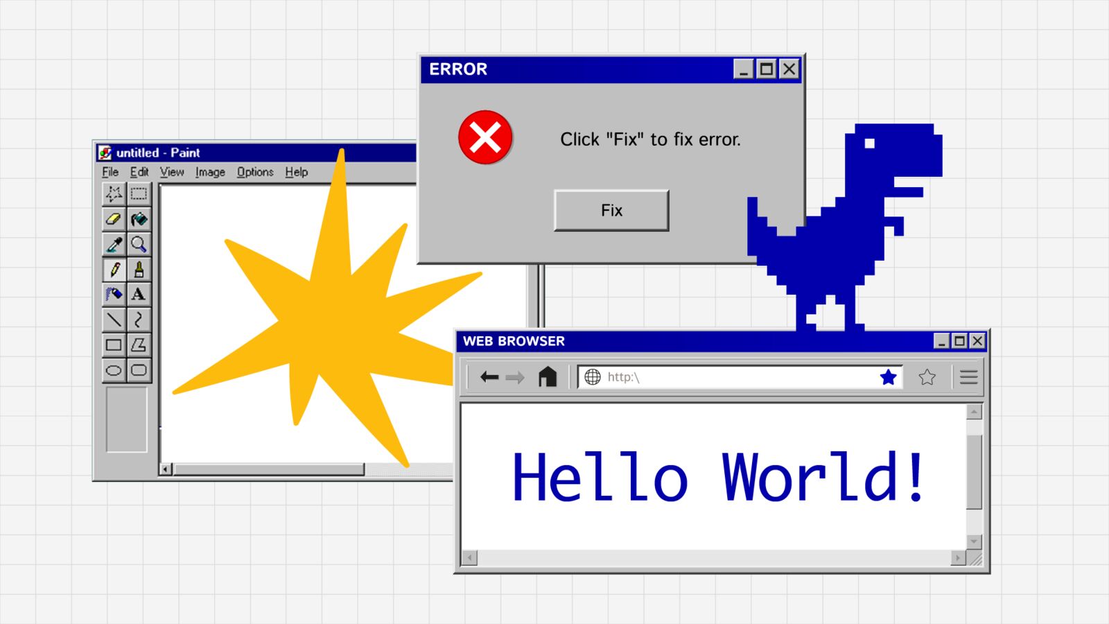 Paper-collage illustration of a web development team at a desk in a Makati office: one monitor shows a website layout, another shows code, with a site-map diagram on a board and the city skyline behind.