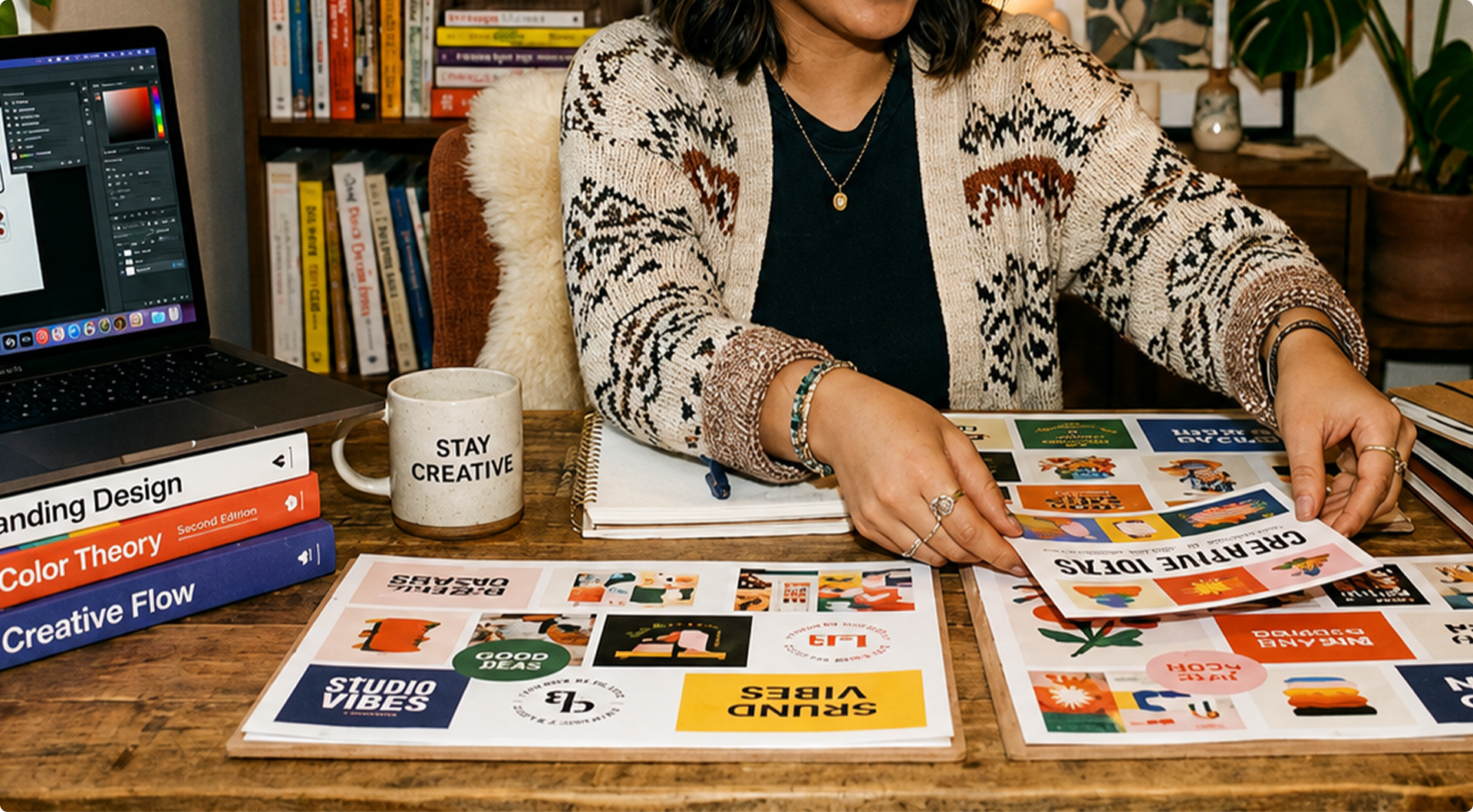 A brand style-guide spread with logo lockups, colour chips and type specimens