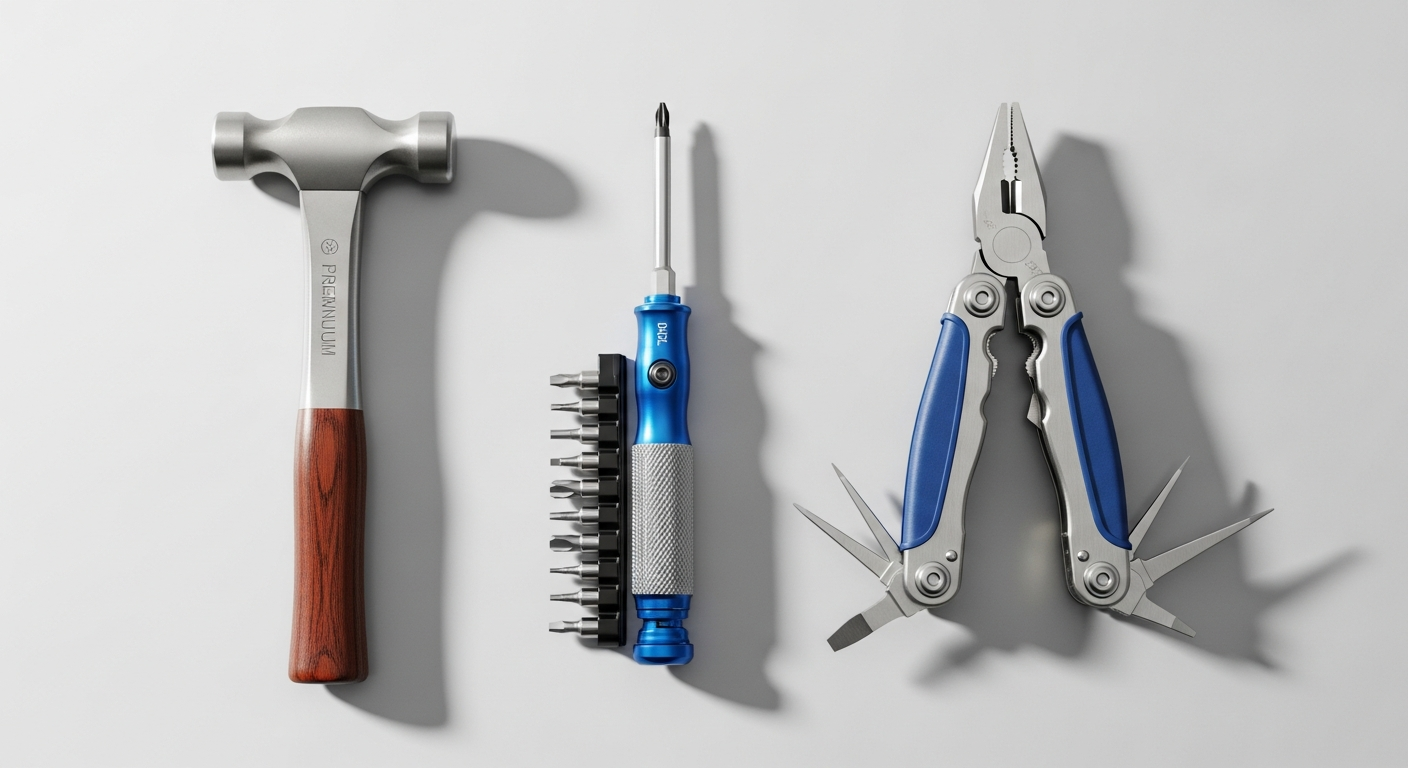 Three distinct workshop tools side by side — a metaphor for choosing the right platform