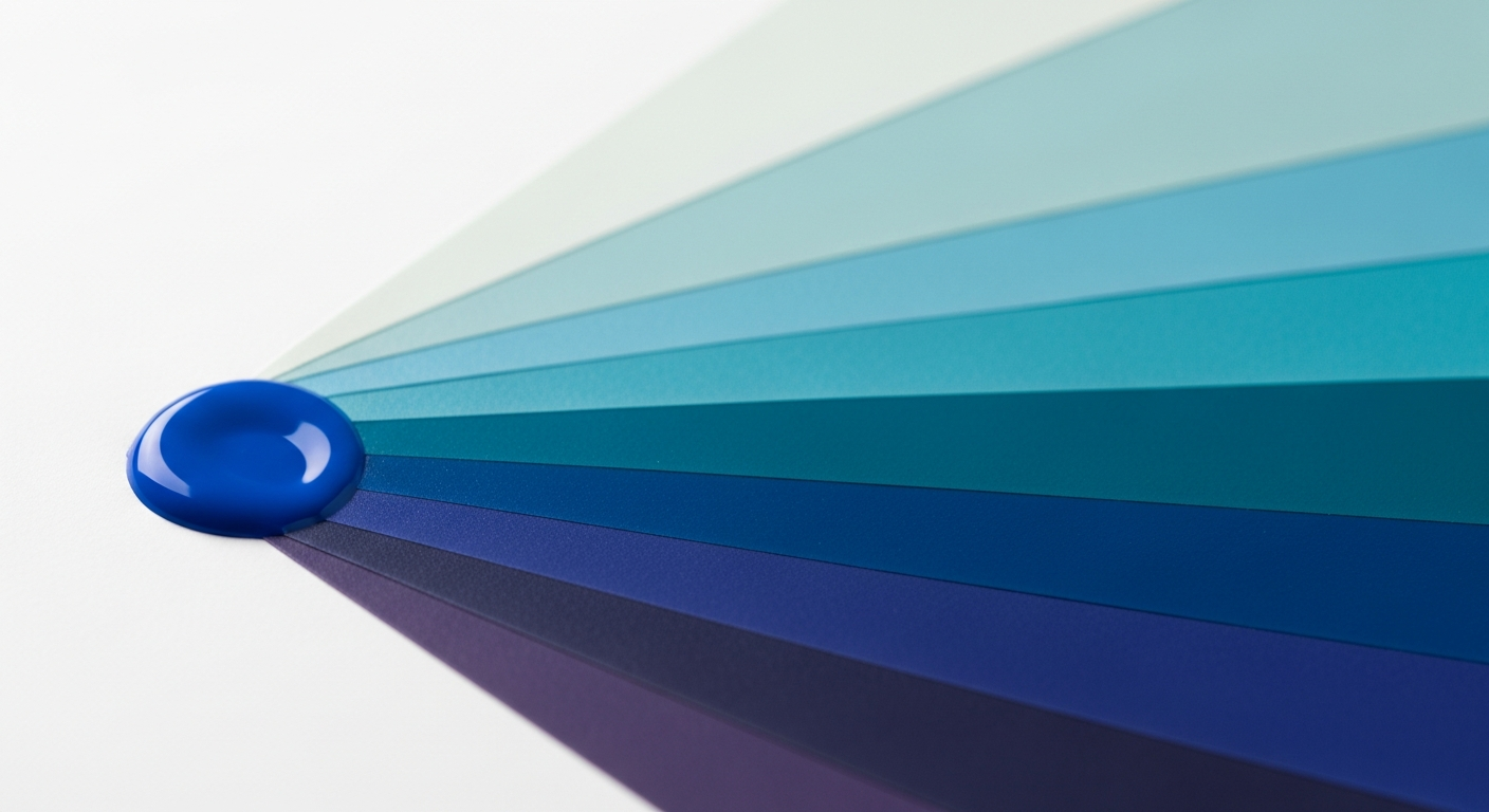 A signature blue colour swatch refined and extended into a fuller palette